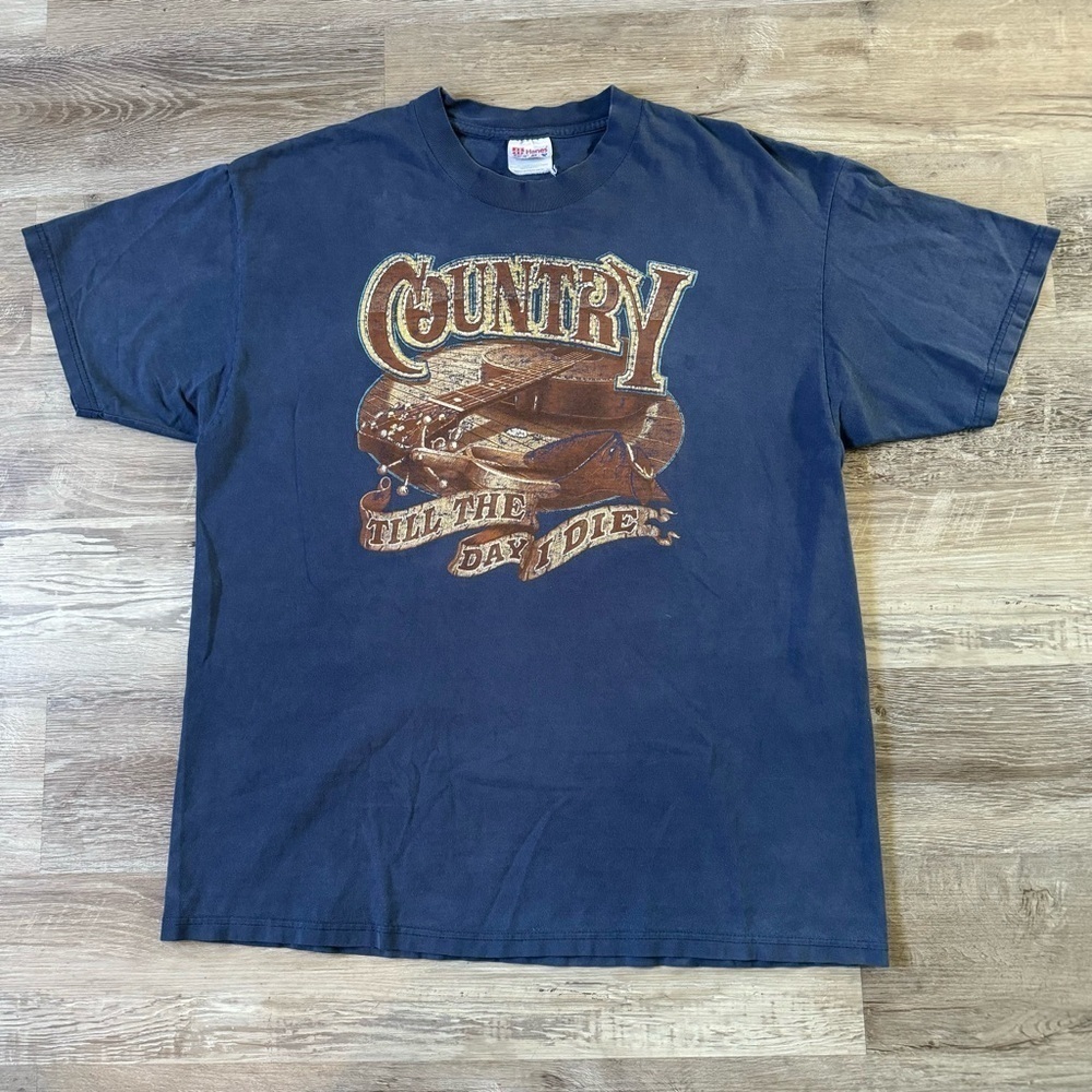 Vintage 90s Country Till The Day I Die blue graphic t-shirt Hanes tagged Men XL